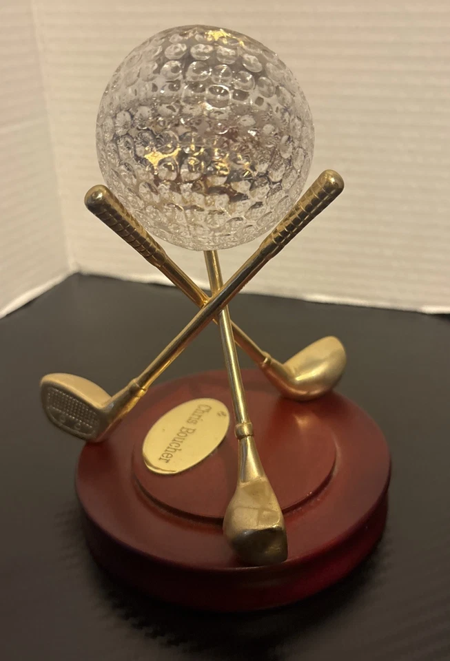 Things Remembered Golf Crystal Clock Gold - Image 3 of 4