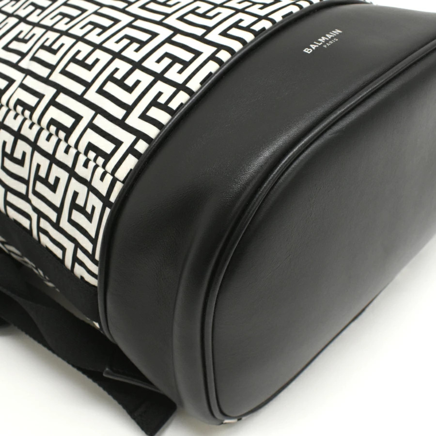 BALMAIN Backpack Rucksack Monogram Nylon White Bl… - image 6