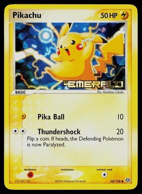 Pokemon Karte Smaragd Pikachu 60/106 Reverse Holo GESTEMPELT