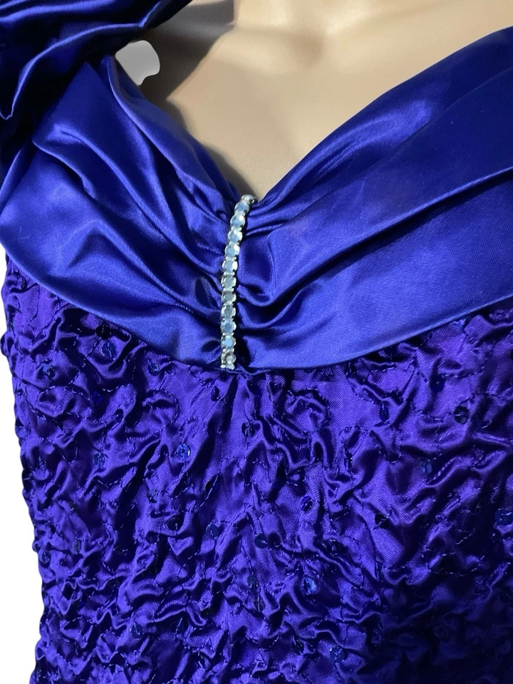 Vtg 80s Zum Zum Purple Metallic Sequin Strapless Prom Dress Size 9-10 Glam - Image 3 of 4