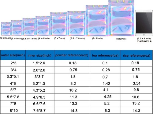 Holographic Packaging Bags - 4x6 Inches - Pack of 100 - Reusable Storage Bags - Picture 8 of 8