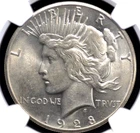1928 PEACE DOLLAR NGC MS 62 SUPER SMOOTH, LUSTROUS  FROSTED SILVER SATIN, PUFFY