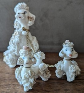 Giftware Spaghetti Poodle and Pups on Leash, Anthropomorphic Eyes, Minor Issues