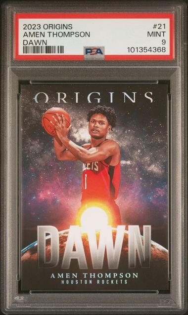2023 Panini Origins Dawn #21 Amen Thompson RC PSA 9 Houston Rockets Rookie