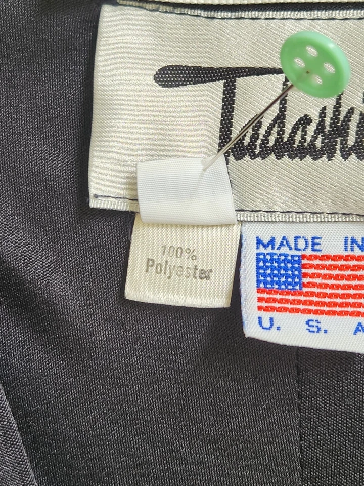 Vestido largo envolvente Tadashi de colección Saks 5th Ave años 80 talla 10 negro Foto 4 de 4