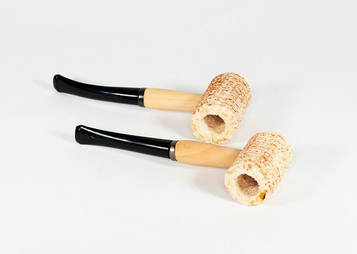 2pc. Straight Curved Large Corn Cob Tobacco Pipe Large Corn Cob Smoking Pipe - Picture 5 of 6