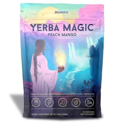 #ad Yerba Magic Yerba Mate Instant Tea Powder Peach Mango Flavor 30 Servings $14.99