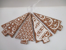 Gingerbread Tree Cookie Christmas Ornament Set of 4, 7.25" Handmade Foam F 