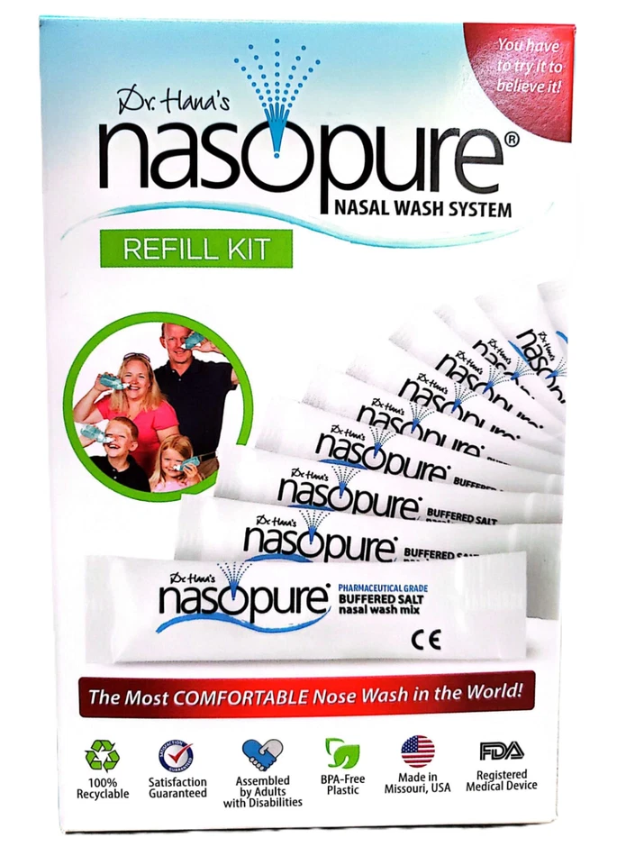 Nasopure, Kit de Recarga de Lavado Nasal Sino 40 Paquetes de Sal, 3,75 Gramos (4 Cajas) Foto 2 de 4