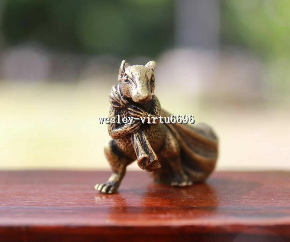 6 cm Pure Bronze Copper Zodiac Animal Rat Mouse Bring Wealth Sack Statue - Image 4 of 4