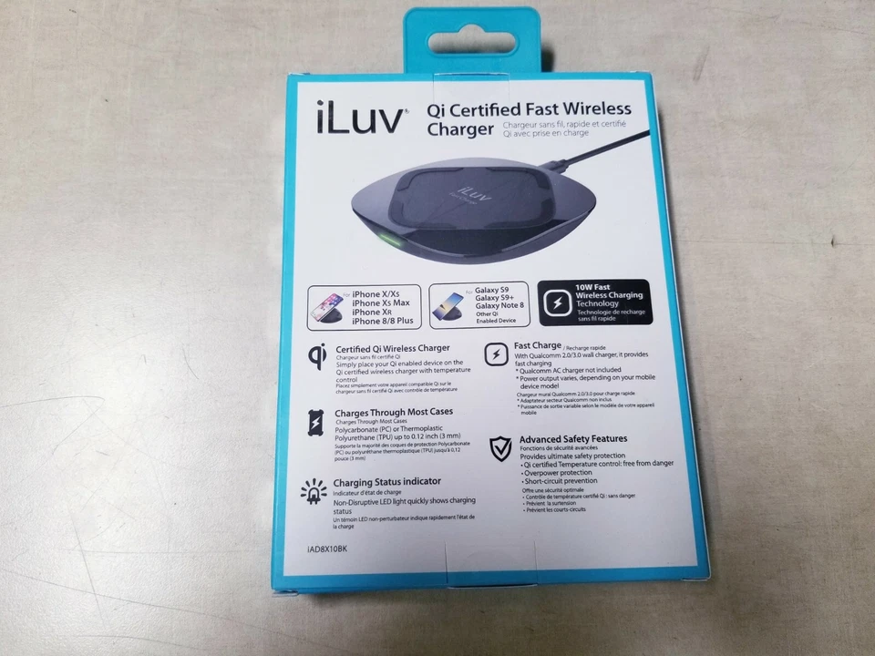 Almohadilla de carga inalámbrica rápida iLuv IAD8X10BK Qi compatible con la mayoría de los teléfonos inteligentes Foto 2 de 4