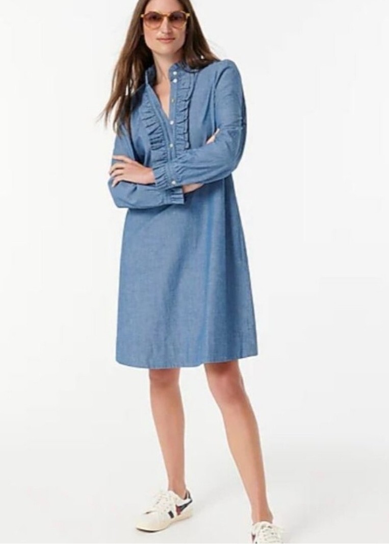 New J. Crew Womens Chambray Ruffle 