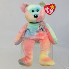 TY Beanie Baby - PEACE the Ty-Dyed Bear (Pink/Green) (8.5 inch) *MWMT*