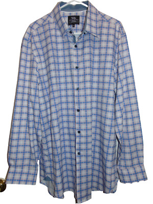WRK 4-WAY STRETCH MEN'S BLUE PLAID LONG SLEEVE SHIRT NWOT SZ 17.5