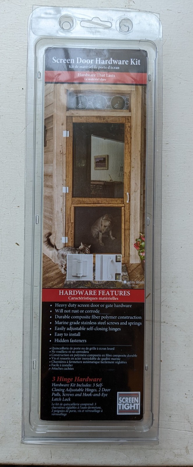 Screen Tight White Finish Heavy Duty Screen Door Gate Poly Hardware Kit