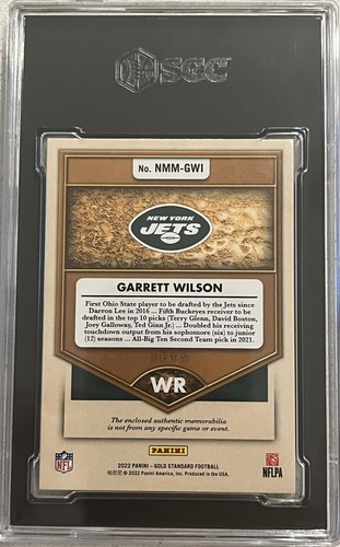 🔥2021 Garrett Wilson Gold Standard RC 3 Color Patch #40/49, SGC8.5🔥 - Picture 2 of 2