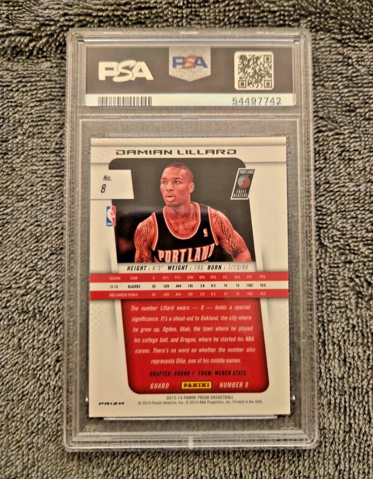  2013 Panini Prizm Damian Lillard RWB Monster Box #8 PSA 9 - LOW POP - Image 2 of 2