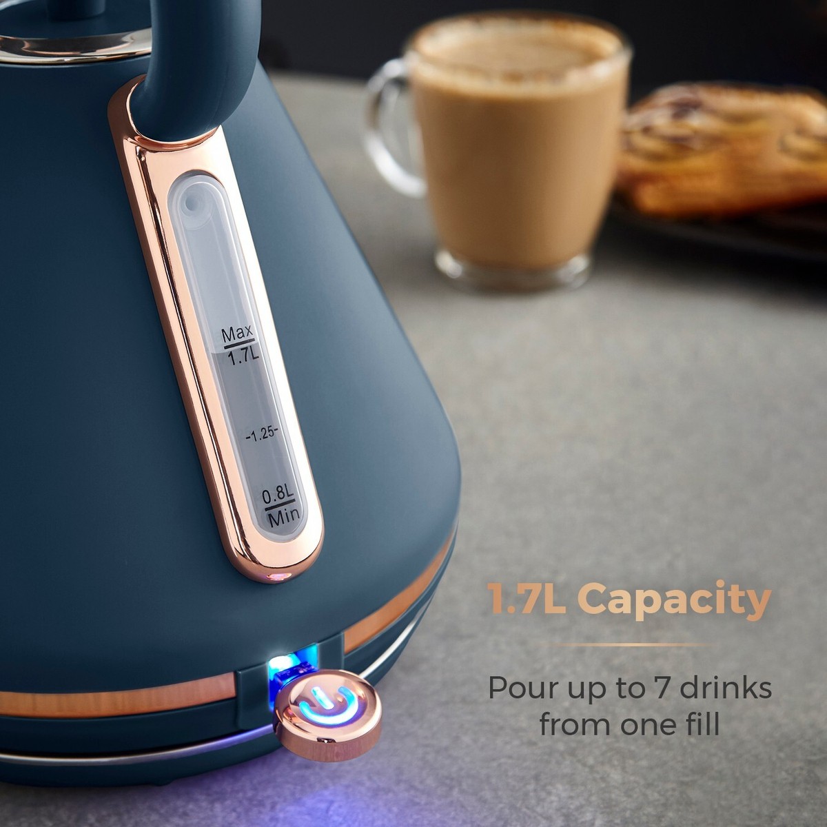 Kettle Blue And Rose Gold Toaster Rose Gold Navy And Chrome Kettle