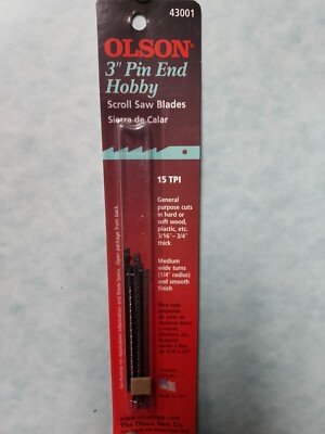 Olson 3 in. Carbon Steel Scroll Saw Blade 15 TPI 6 Pk, 43001