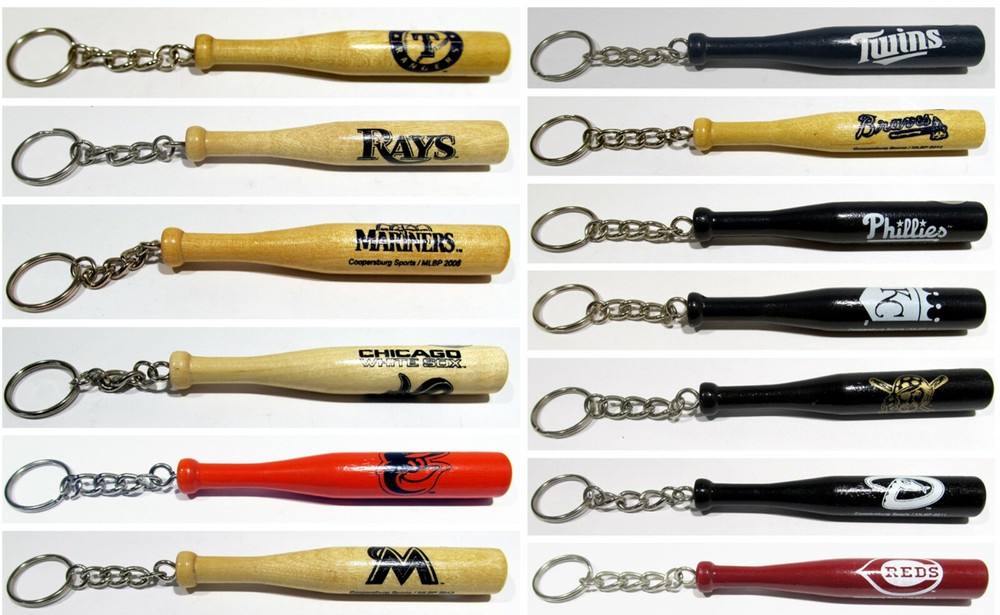 MLB Major League Baseball Coopersburg Sports Miniature Wooden Bat Key Chain