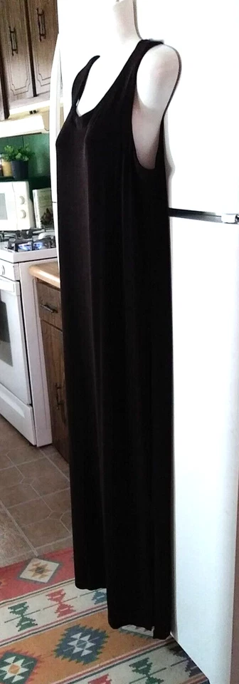 NUEVO MAXI VESTIDO CHICO'S TRAVELLER CHOCOLATE CHISPAS MARRÓN SIN MANGAS SLINKY 2 L Foto 2 de 4