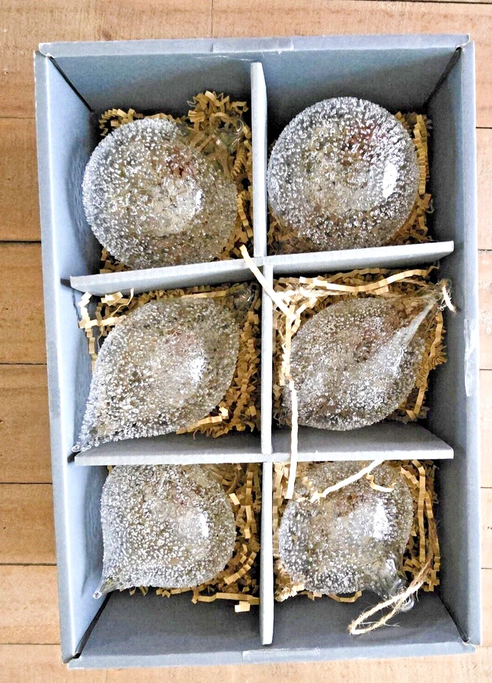 Adornos de Navidad Pottery Barn moteados transparentes ~ TOTALMENTE NUEVOS Foto 3 de 4