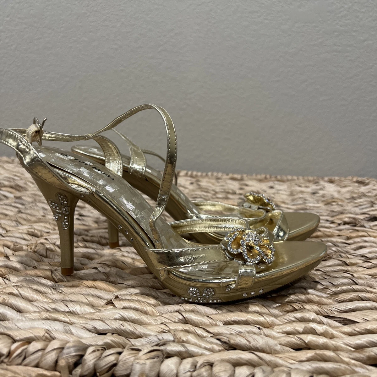 Top Moda Size Gold Stiletto Pumps Buckle Rhinestones Sandal | eBay