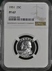 1951 Proof Washington 25¢ NGC PF 67
