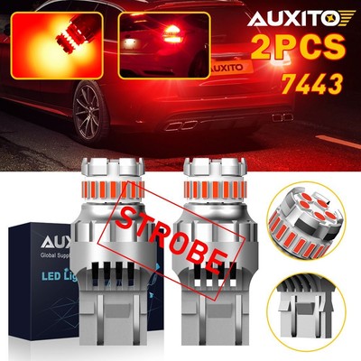 7443 7440 Flash Strobe Blinking Red Brake Tail Stop Light LED Bulbs AUXITO 2023