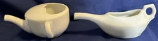 2 Vintage White Porcelain Infant Invalid Feeder Cup Pap Boats