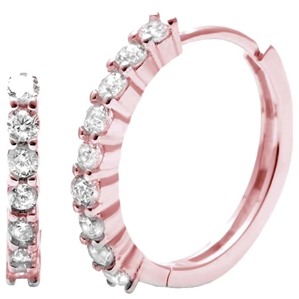 Circonita Cúbica Pendientes de Moda Aro Chapado en Oro Rosa