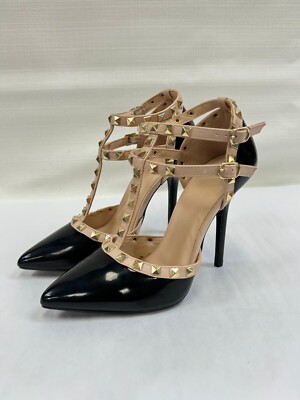 Wild Diva ADORA-64 Sexy Studded Stilletto Heels Black