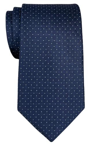 Check Textured Woven Microfiber Men's Tie Navy Blue - Picture 1 of 7