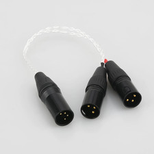 4-pin XLR Balanced to 2x 3-pin XLR Male Silver Plated Headphone Audio Adapter