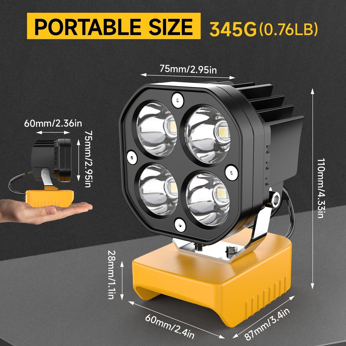 dewalt rechargable flashlight Hiesuan for 20v Battery, 12W 1120LM 20v LED Work Light with USB-A Port, 4 Modes Lighting for Repairing, Garage, Camping, Power Outages : Tools & Home Improvement light work areas with the Rechargeable LED flashlight DeWALT DCL040 Rechargeable Flashlight, Lithium-Ion