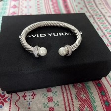 DAVID YURMAN Sterling Silver Cable Bracelet 925, Pearls & Diamonds