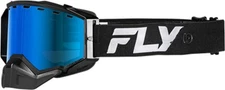 Fly Racing 37-50280 Zone Snow Goggle Black/Black w/Blue Mirror Blue Lens