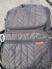 Skip Hop Chevron Quilted Gray Diaper Bag Backpack w/ Adjustable Strap