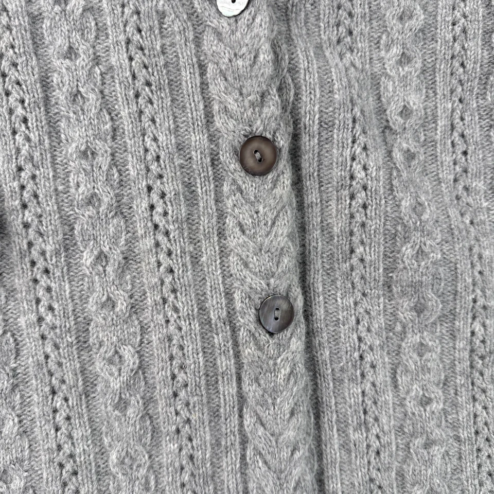 Cárdigan Suéter Marina Luna Para Mujer XL Gris Abotonado Lana Angora Cable Tejido Foto 3 de 4
