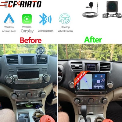 4+64GB For 2008-2013 Toyota Highlander Android15 Car Stereo Radio Carplay Camera