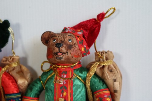 Pair Of Traditional RUSSIAN BEAR Hand painted Ornament Figurines 5” - Picture 4 of 9