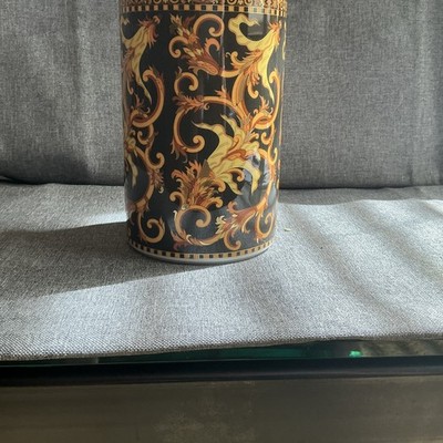 Versace Rosenthal Studio-Line Barocco Porcelain Vase Black Gold Germany