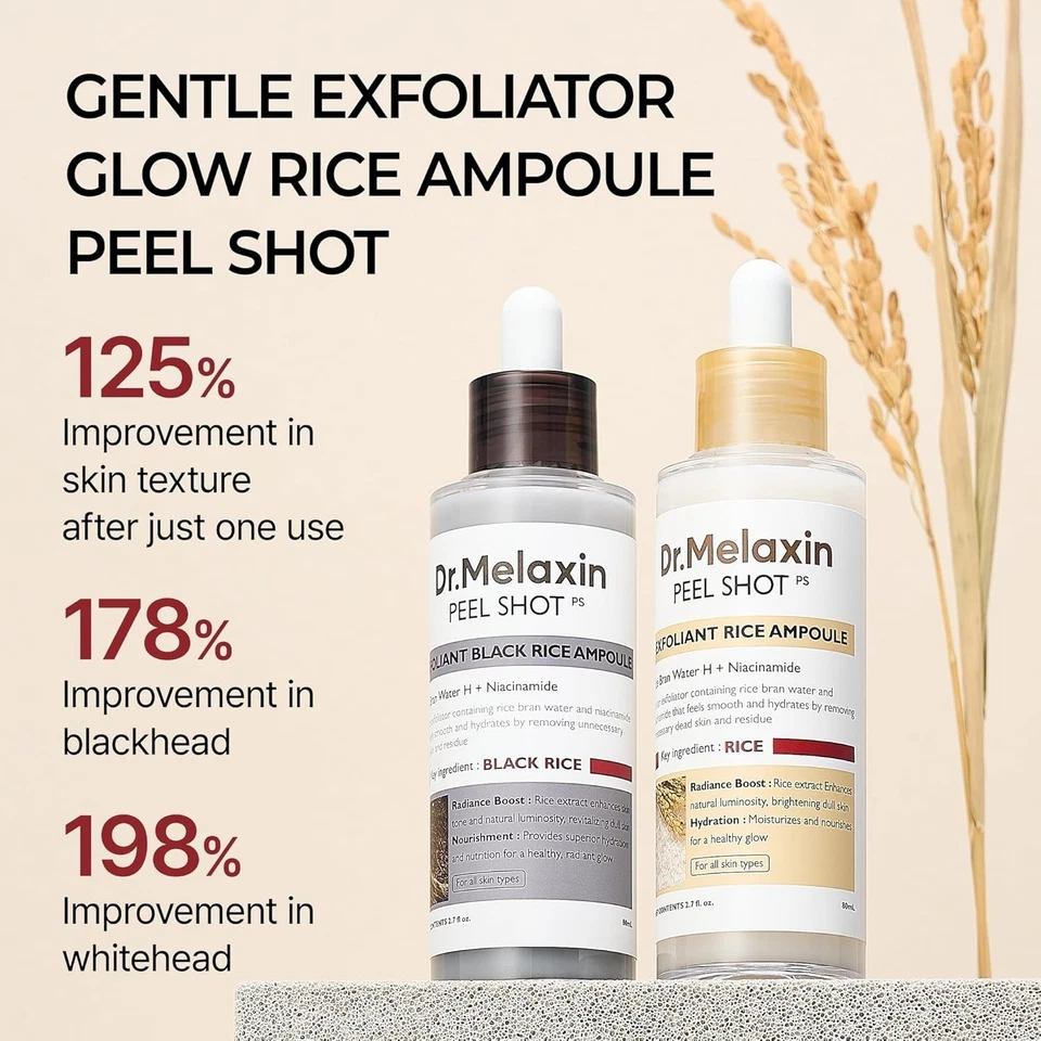 Dr.Melaxin Peel Shot Glow White and Black Rice Ampoule Duo FREE SHIPPING US - Image 2 of 4