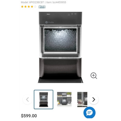 GE Profile Opal 2.0 Nugget Countertop Ice Maker w/ Side Tank, WiFi, Black