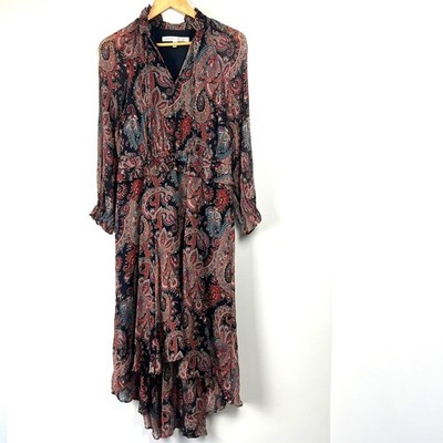 Banana Republic x Olivia Palermo Paisley High Low Chiffon Silk Dress PM Flowy