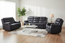GREY ROMA RECLINER SOFA PREMIUM LEATHER AIRE WARRANTY! SOFAS COUCH SALE 3+2