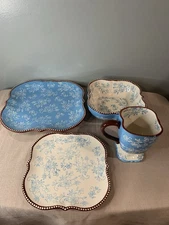 Temptations By Tara Set Of 1 Blue Floral Lace Dinner Set With Mug Set For 1