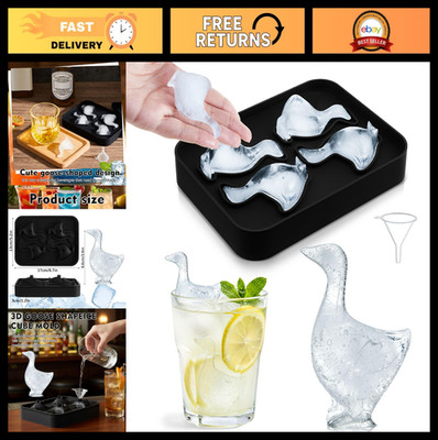 3D Goose Ice Cube Mold Tray with Funnel - Fun Shapes for Whiskey Cocktails, Cute