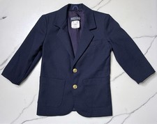 Vintage 80  s Land  s End Boys Formal Navy Blue Button Up Blazer Size 4-VNC