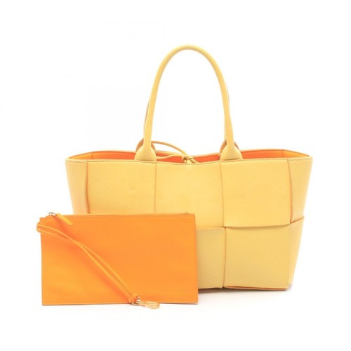 Bottega Veneta Small Arco Tote Bag Leather Yellow Used